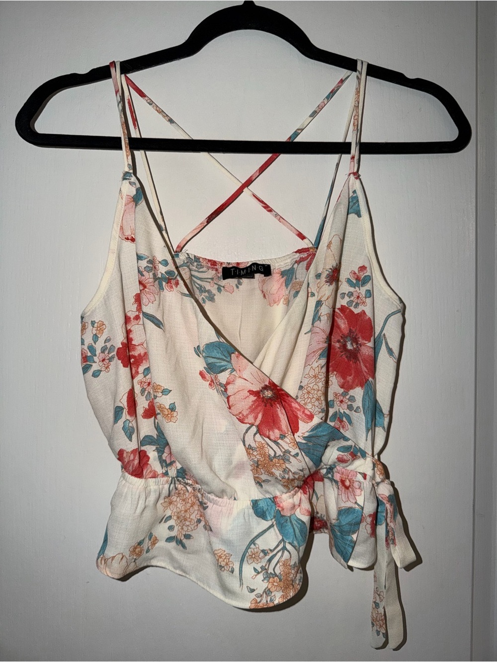 Floral wrap tank top